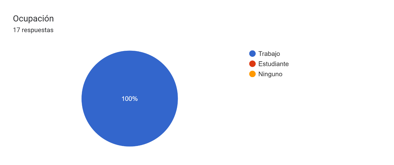 Gráfico de las respuestas de Formularios. Título de la pregunta: Ocupación . Número de respuestas: 17 respuestas.